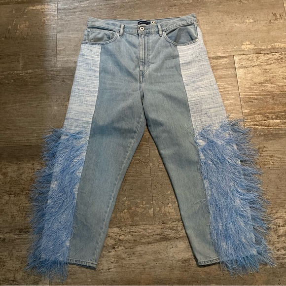Levi’s Barrel Women’s Fringe and Tweed Desert Mirage Jeans Made in France - Picture 1 of 6